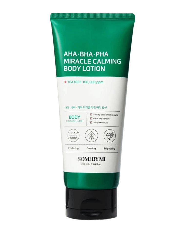 Лосьон для тела против акне Some By Mi AHA-BHA-PHA 30 Days Miracle Calming Body Lotion оказывает мощнейшее антисептическое действие