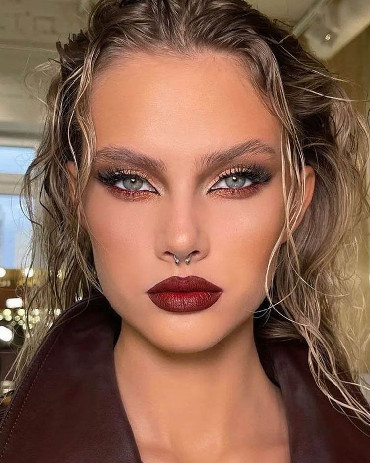 вечерний макияж бордо