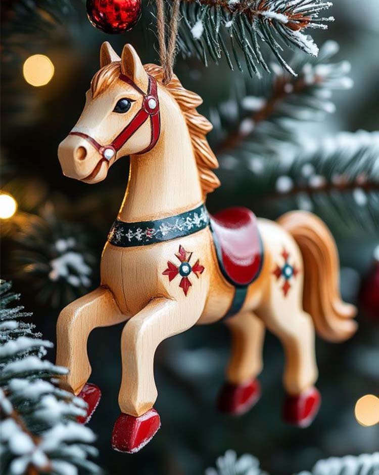 Деревянная игрушка лошадь на елку - символ года