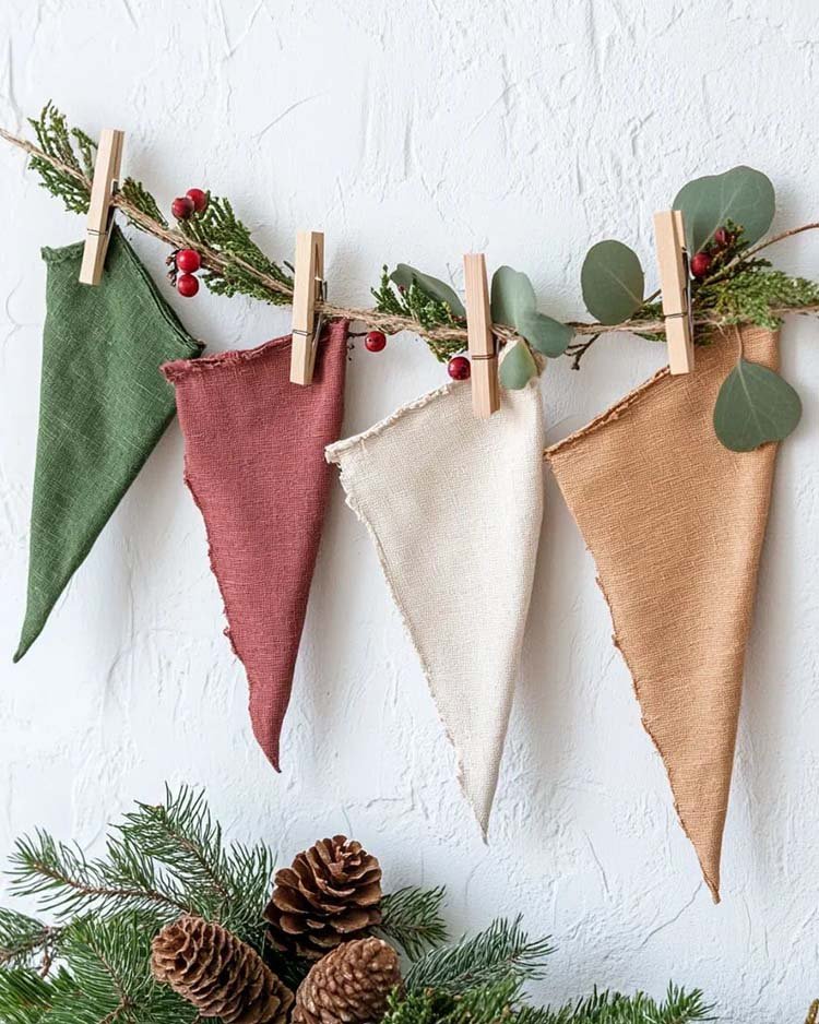 Натуральные льняные флажки декор