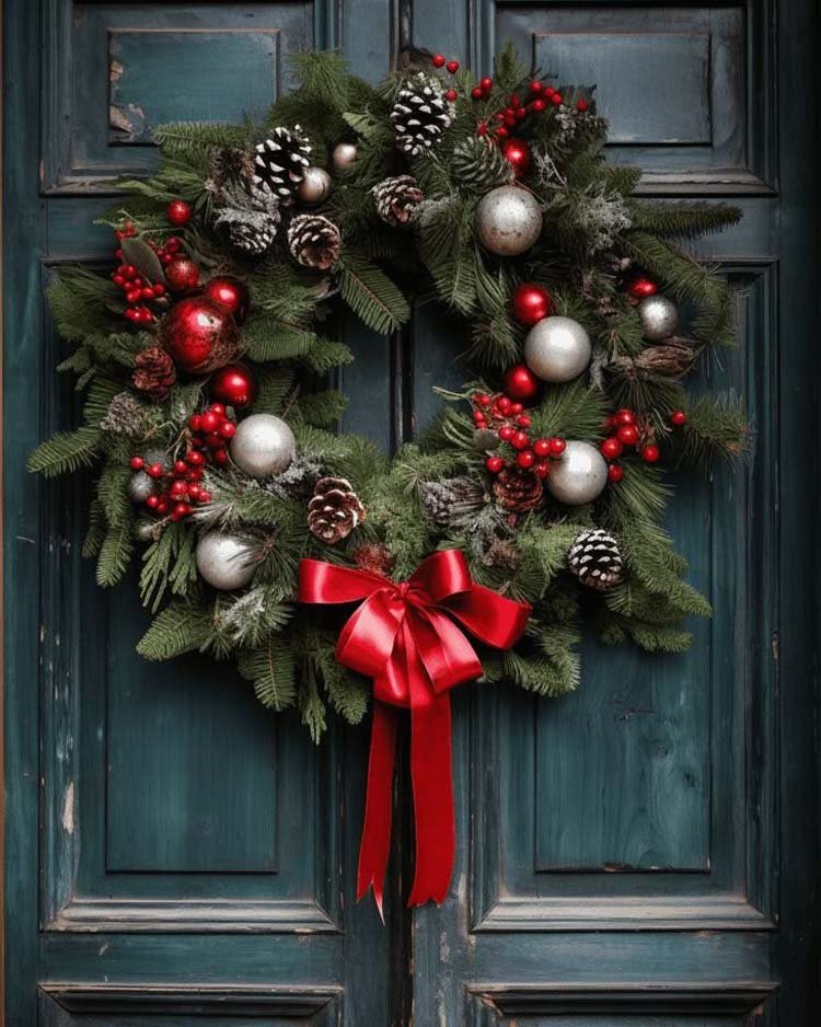 Новогодний венок на входную дверь