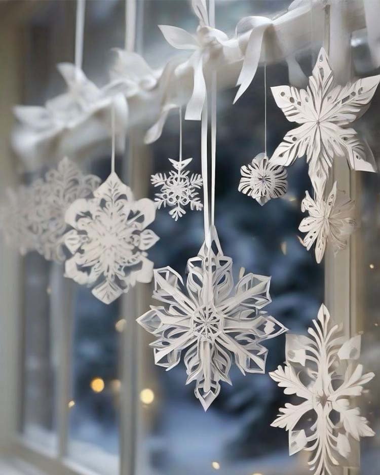 Бумажные снежинки на окнах своими руками
