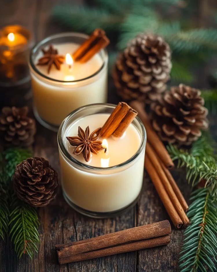 новогодние свечи в ванную - декор