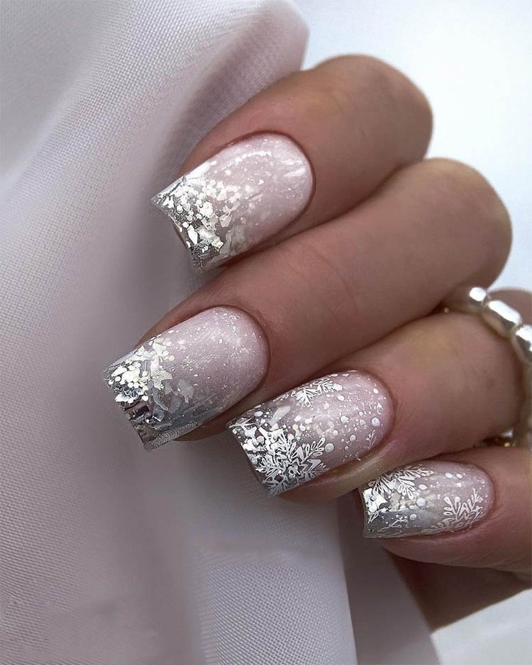 френч с серебряными блестками