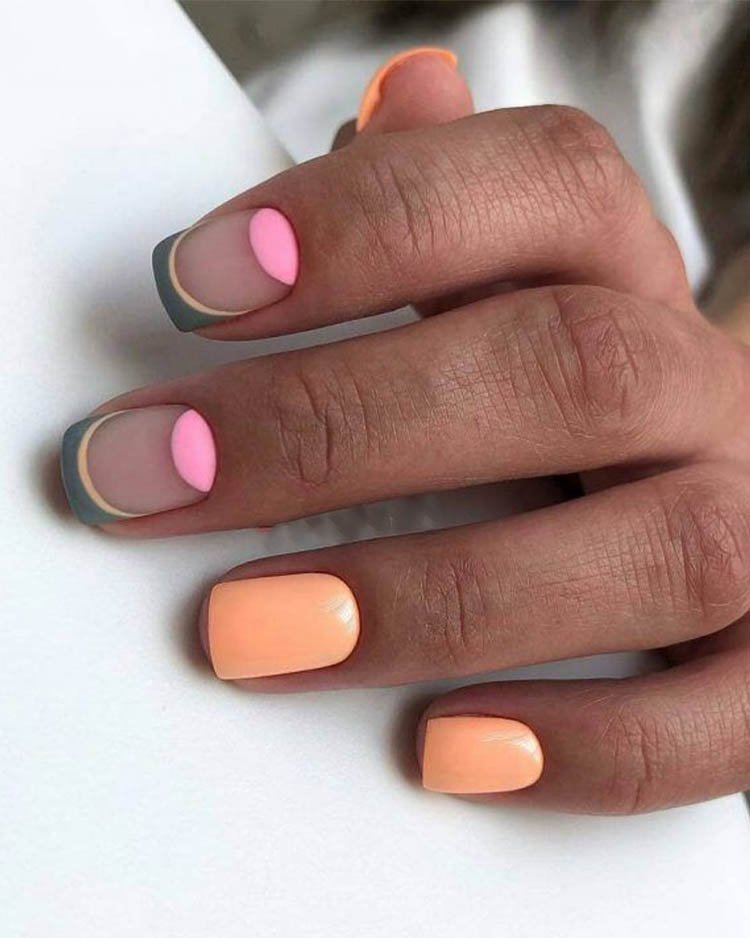 цветной обратный френч