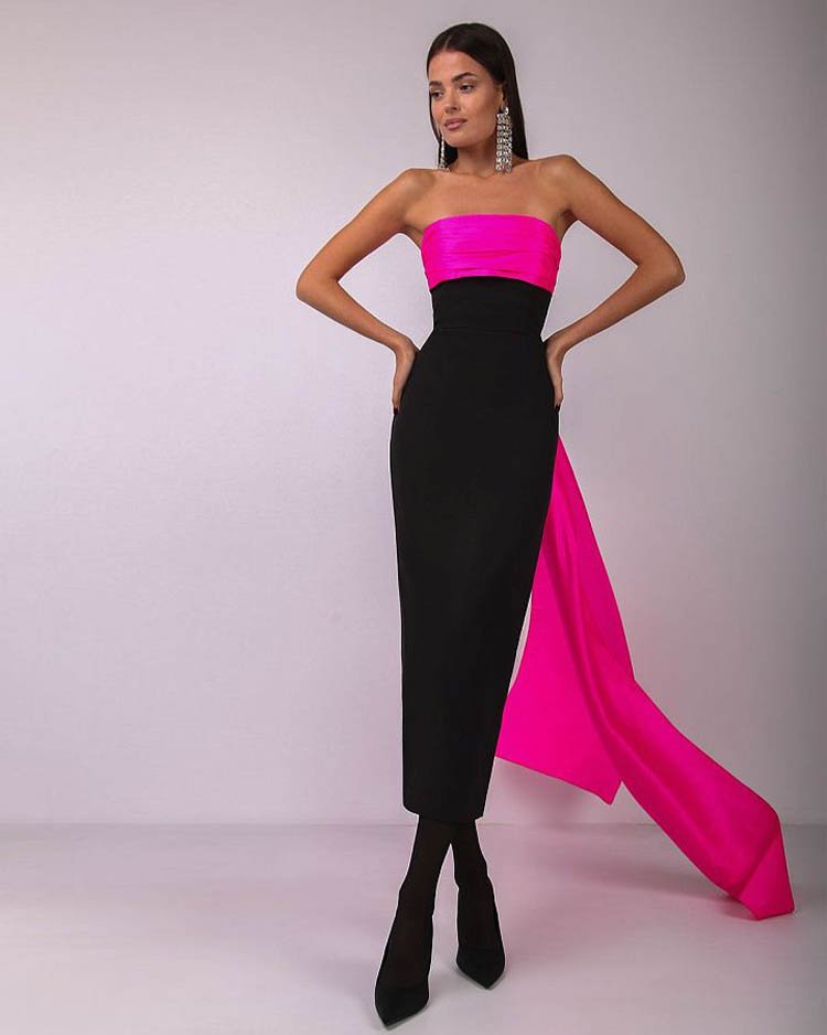 Черное платье с ярким лифом