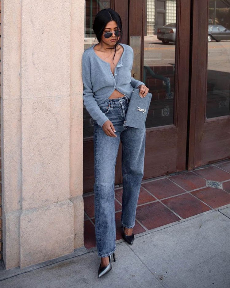 Прямые джинсы с трикотажем