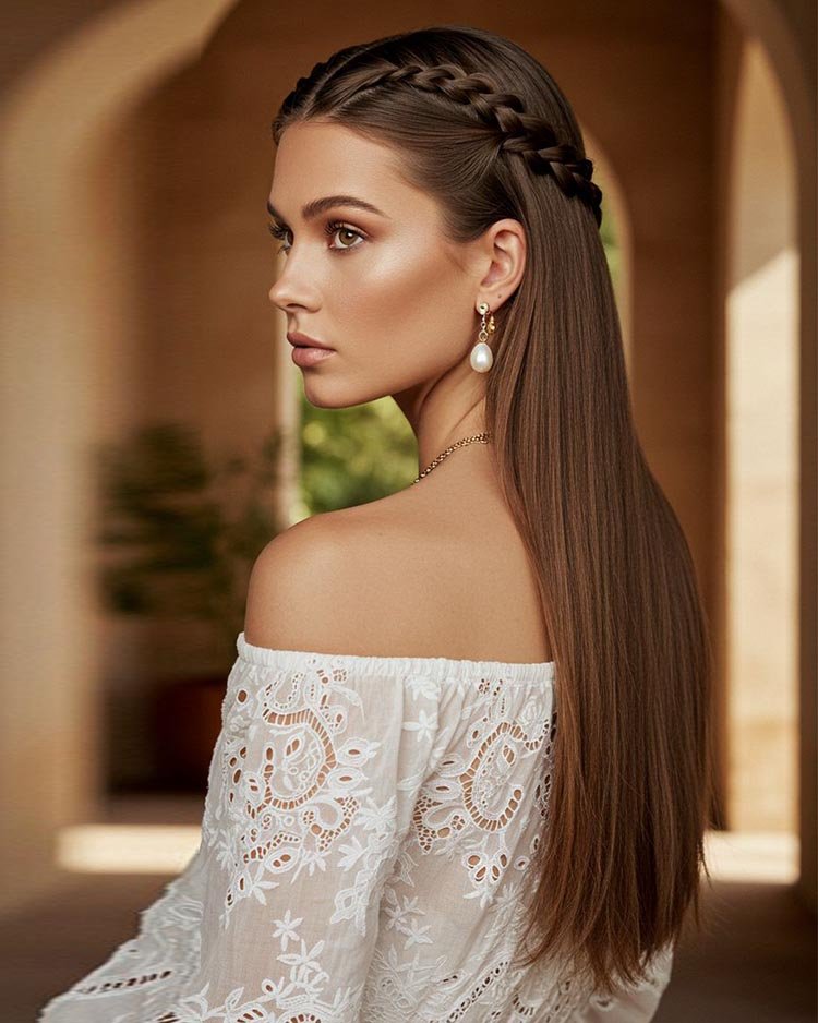 Длинные волосы с плетением