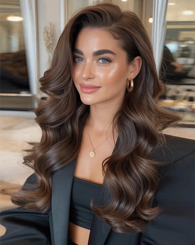 Крупные локоны на длинных волосах