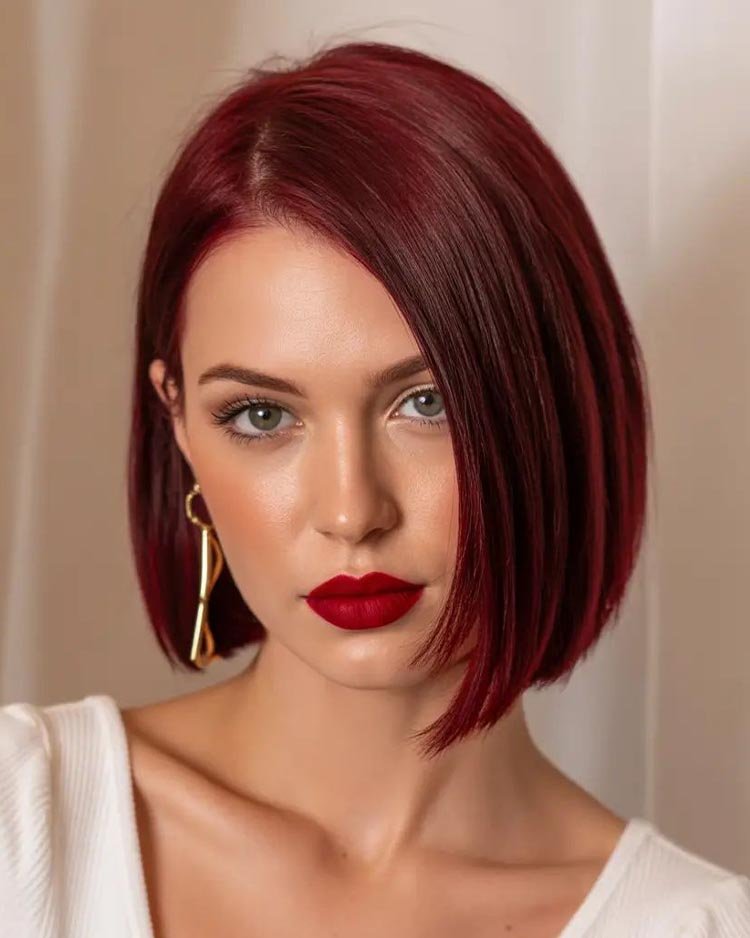 Гладкие волосы до плеч