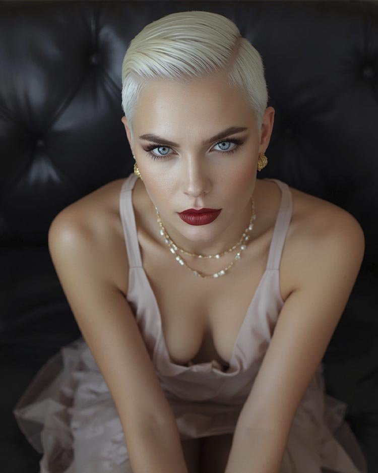 Гладкая укладка на коротких волосах